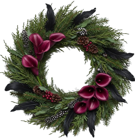 Luxury Calla Lily and Feathers Wreath