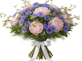 Luxury Peonies Bouquet with Cornflowers and Willow Twist