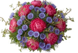 Luxury Peonies Bouquet with Cornflowers and Willow Twist