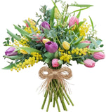 Mimosa With Trio Tulips Bouquet