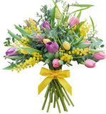 Mimosa With Trio Tulips Bouquet