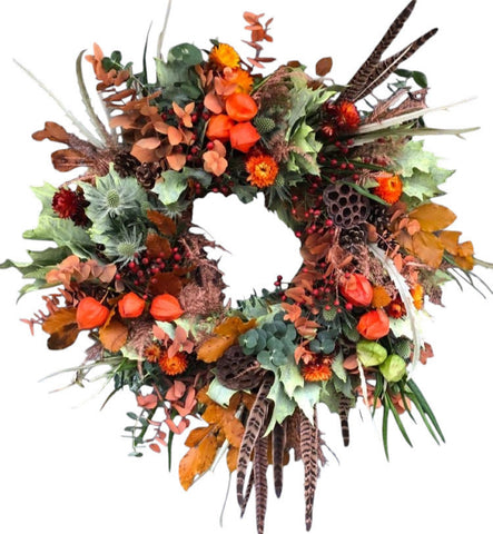 Orange Rustic Autumn Door Wreath