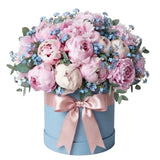 Peonies with Blue Forget Me Not Pretty Box