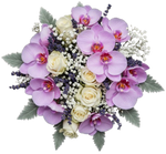 Phalaenopsis Orchids and White Roses Bouquet with Scented Lavender