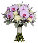 Phalaenopsis Orchids and White Roses Bouquet with Scented Lavender