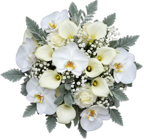 Phalaenopsis Orchids with Calla Lily and Lisianthus Bouquet