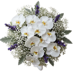 Phalaenopsis Orchids Bouquet with Gypsophila and Lavender Accent