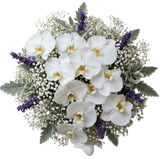 Phalaenopsis Orchids Bouquet with Gypsophila and Lavender Accent