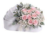 Pink Roses with Gypsophila Pretty Cradle Box