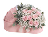 Pink Roses with Gypsophila Pretty Cradle Box