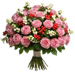 Pretty Bouquet of Berries and Roses