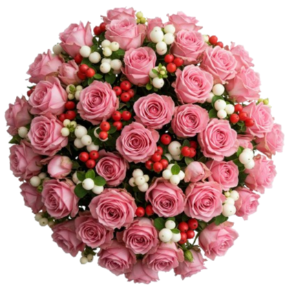 Pretty Bouquet of Berries and Roses