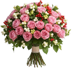 Pretty Bouquet of Berries and Roses