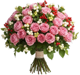 Pretty Bouquet of Berries and Roses