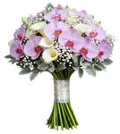 Pretty Bouquet of Pink Phalaenopsis Orchids with Calla Lily
