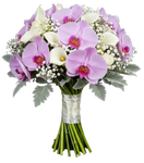 Pretty Bouquet of Pink Phalaenopsis Orchids with Calla Lily