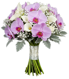 Pretty Bouquet of Pink Phalaenopsis Orchids with Calla Lily