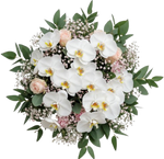 Pretty Phalaenopsis Orchids with Spray Roses Bouquet