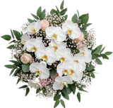 Pretty Phalaenopsis Orchids with Spray Roses Bouquet