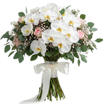 Pretty Phalaenopsis Orchids with Spray Roses Bouquet