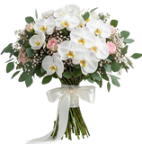 Pretty Phalaenopsis Orchids with Spray Roses Bouquet