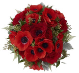 Red Anemone with Roses Bouquet