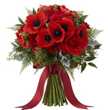 Red Anemone with Roses Bouquet