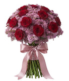 Roses with Pink Limonium Bouquet