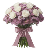 Roses with Pink Limonium Bouquet