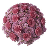 Roses with Pink Limonium Bouquet