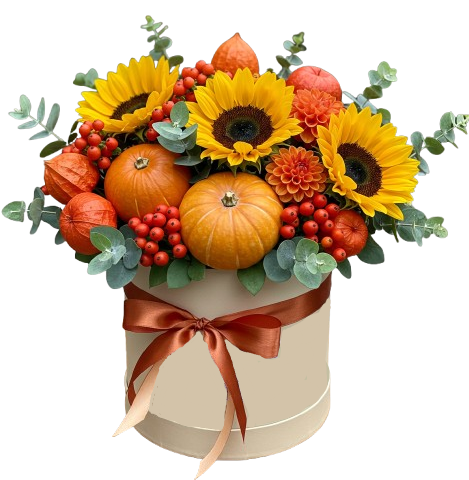 Sunflowers and Mini Pumpkin Halloween Box