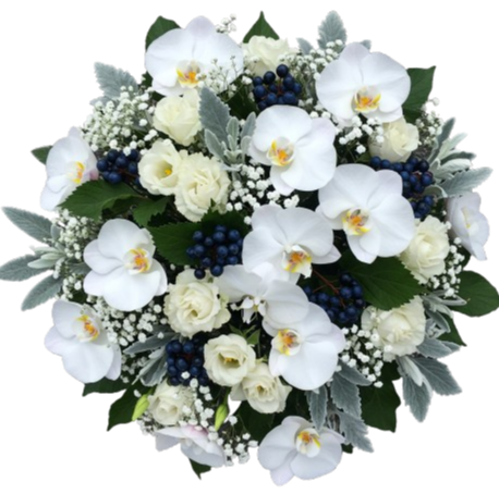 White Serenity and Berries Charming Bouquet