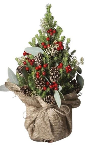 A Festively Decorated Picea Glauca Christmas Tree in a Rustic Style - Flowers Box London