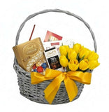 A Little Basket of Tulips & Chocolate - Flowers Box London