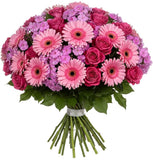 A Stack of Pink Flowers Bouquet - Flowers Box London