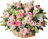 Amazing Basket of Lilac with Roses and Ranunculus - Flowers Box London