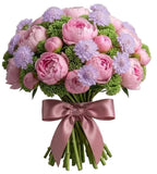 Amazing Bouquet of Peonies and Scabiosa with Sedum - Flowers Box London