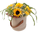 Amazing Box of Sunflowers with Daisy Tanacetum