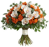 Amazing Cymbidium Orchids Bouquet with Rowan Berries - Flowers Box London