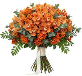 Amazing Cymbidium Orchids Bouquet with Rowan Berries - Flowers Box London