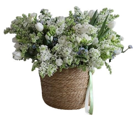 Amazing Lilac Basket with Touch of Blue - Flowers Box London