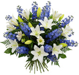 Amazing Lily and Blue Delphinium Bouquet - Flowers Box London