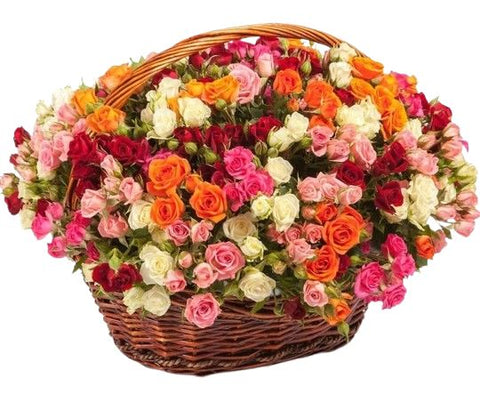 Amazing Multicoloured Spray Roses Basket