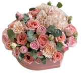 Amazing Pastel Box of Pink Spray Roses and Hydrangea - Flowers Box London