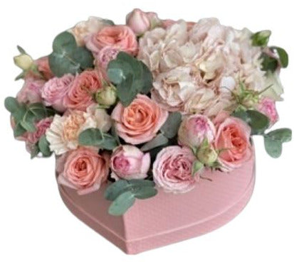 Amazing Pastel Box of Pink Spray Roses and Hydrangea