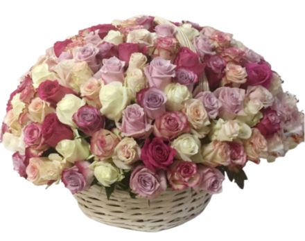Amazing Pastel Roses in Basket