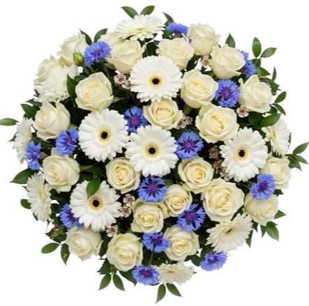 Amazing White Bouquet with Blue Cornflowers - Flowers Box London