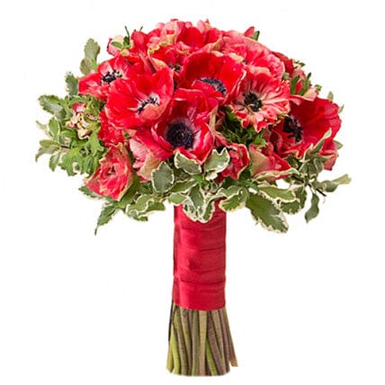 Anemones with Greenery Bridal Bouquet