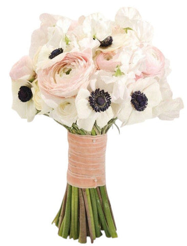 Anemones with Ranunculus and Sweet Pea Bridal Bouquet