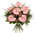 Anthurium with Astilbe and Hypericum Bouquet - Flowers Box London
